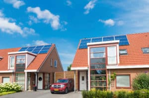 houses with solar panel on the roof